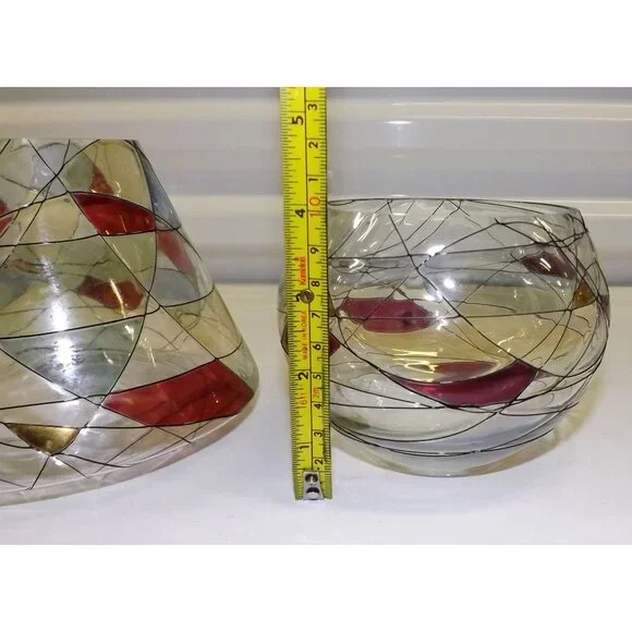 PartyLite Mosaic Calypso Jar Glass Candle Shade Vase & Lampshade Set Abstract - Picture 4 of 12